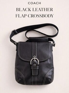 Coach Black Leather Flap Crossbody Soho Legacy Bag